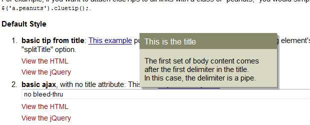 jQuery Tooltip Plugins and Tutorials