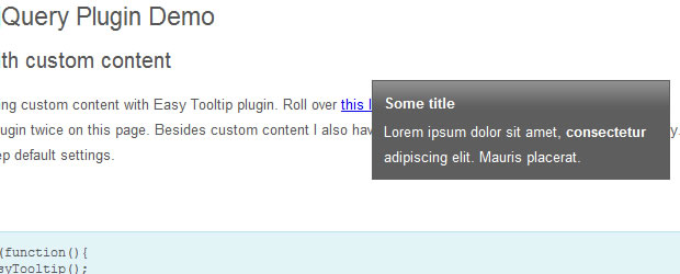 jQuery Tooltip Plugins and Tutorials