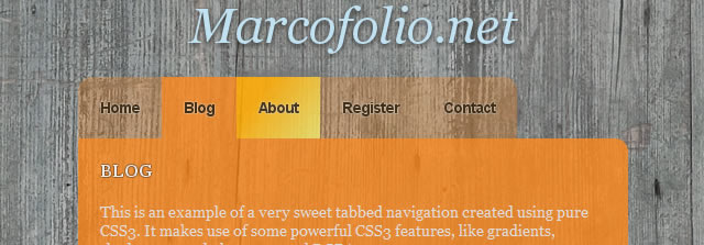 Sweet Tabbed Navigation Bar using CSS3