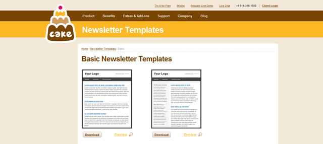 Six Basic Newsletter Templates from CakeMail