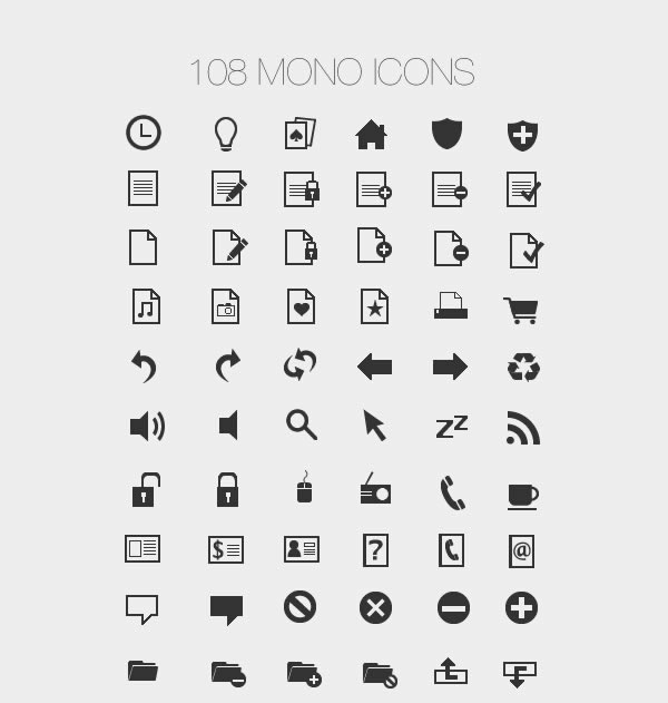 108 Mono Icons (Minimal Icons) - Mobile App Developer Icons