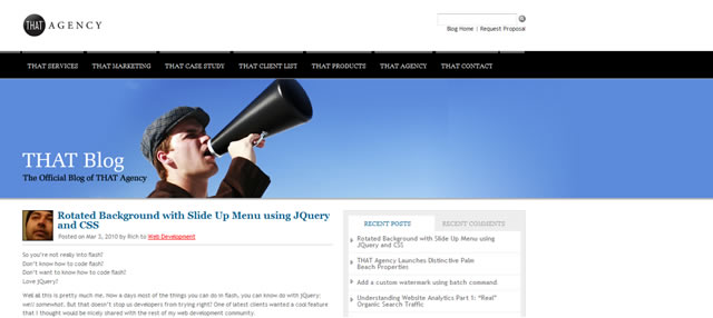 Rotated Background with Slide Up Menu using JQuery and CSS