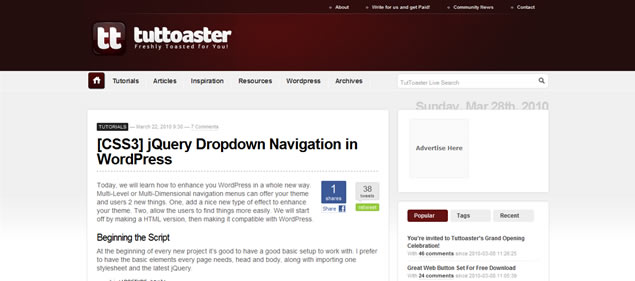 jQuery Dropdown Navigation in WordPress