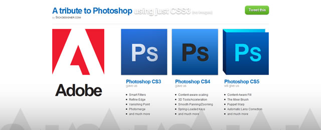 A Tribute to Adobe Photoshop using just CSS3 (no images)