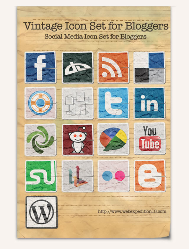 Vintage Icon Set For Bloggers