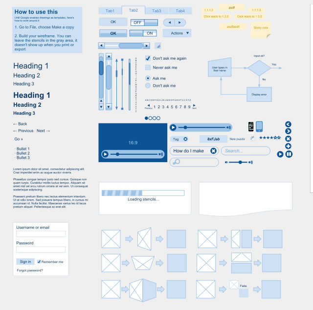 Google Drawings Wireframing Kit