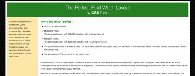 The Perfect Fluid Width Layout from CSS Tricks