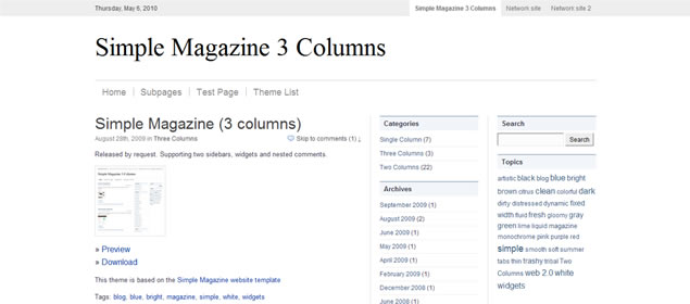 Simple Magazine (3 columns) - Minimal WordPress Themes