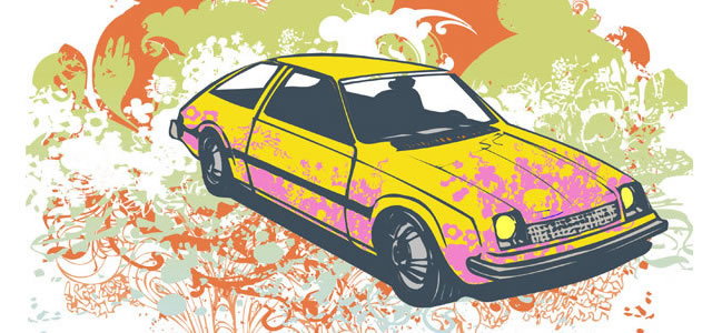 Grunge Retro Car Vector Illustration
