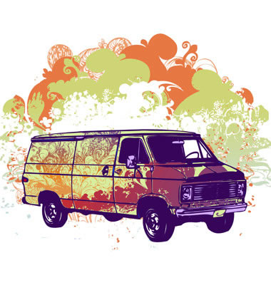 Psychadelic Van Vector Illustration