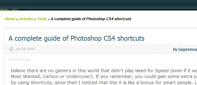 A Guide of Photoshop CS4 Shortcuts