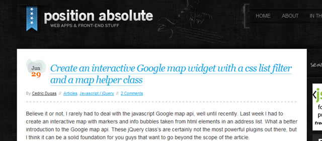 Create an interactive Google map widget with a css list filter and a map helper class