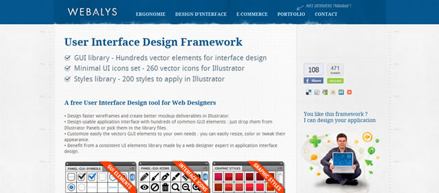 User Interface Design Framework - Huge GUI elements library for Illustrator