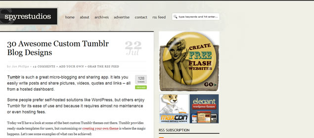 30 Awesome Custom Tumblr Blog Designs