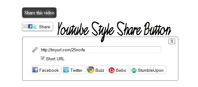 Youtube Style Share Button With URL Shortening using CURL, jQuery and PHP