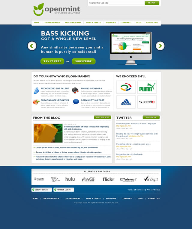 Free web layout PSD template
