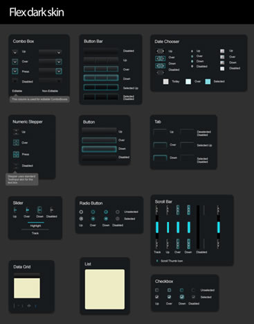 Flex Darkskin UI (.psd)