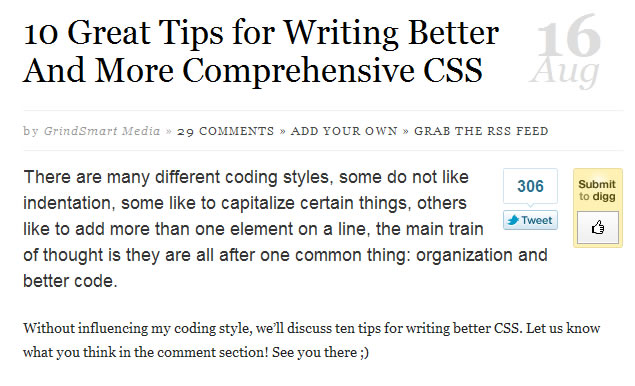 10 Great Tips for Writing Better And More Comprehensive CSS
