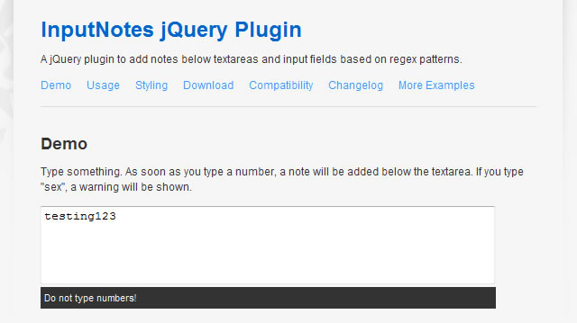 InputNotes jQuery Plugin