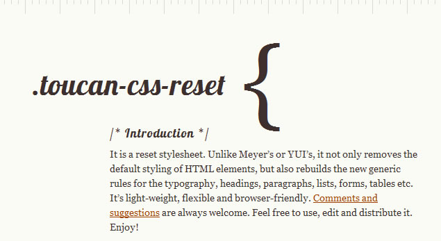 Toucan CSS reset