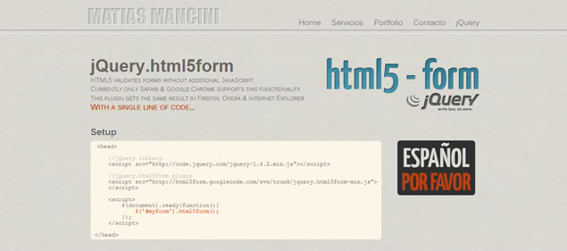 jQuery Html5form