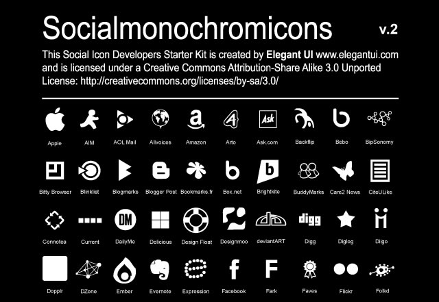 Socialmonochromicons v.2 (150 Icons)