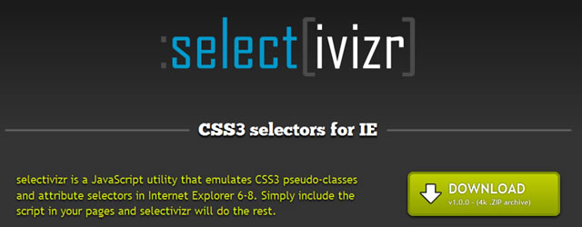 Selectivizr - CSS3 pseudo-class and attribute selectors for IE 6-8