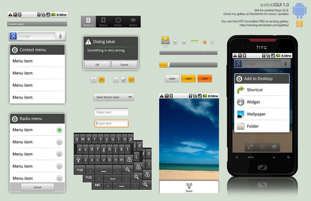 Android 2.2 GUI (.png & .psd)