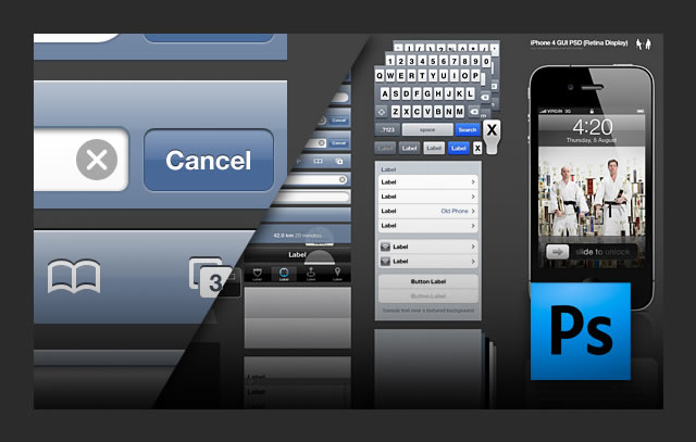 iPhone 4 GUI PSD - Retina Display (.psd)