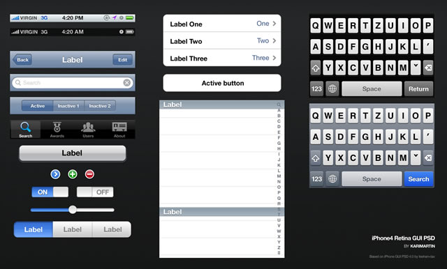iPhone 4 Retina GUI (.psd)