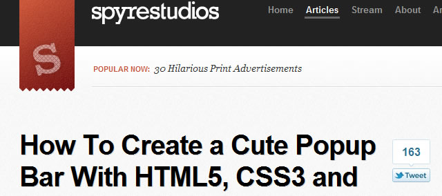 How To Create a Cute Popup Bar With HTML5, CSS3 and jQuery