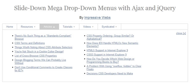 Slide-Down Mega Drop-Down Menus with Ajax and jQuery