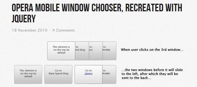 Opera mobile window chooser, recreated with jQuery