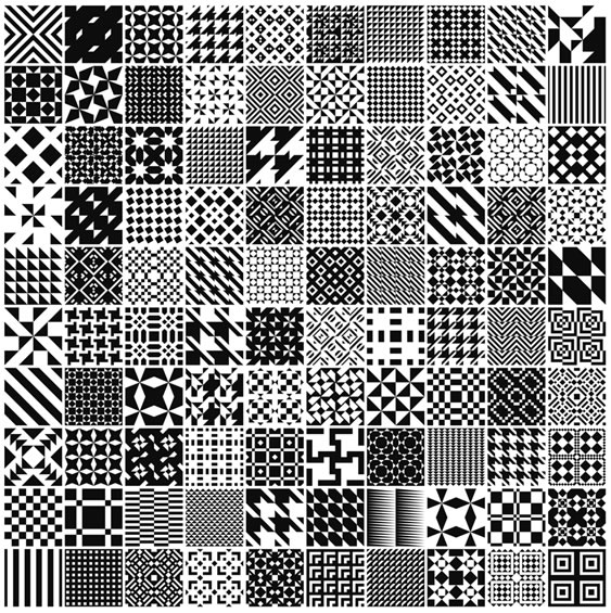Monochrome Geometric Patterns - 100 Patterns (.ai)