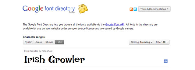 Google Font Directory