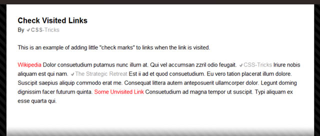 “Checkmark” Your Visited Links with Pure CSS