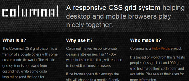 Columnal - A responsive CSS grid system