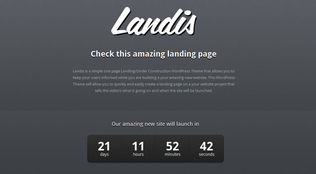 Landis - Simple Landing/Under Construction WP Theme