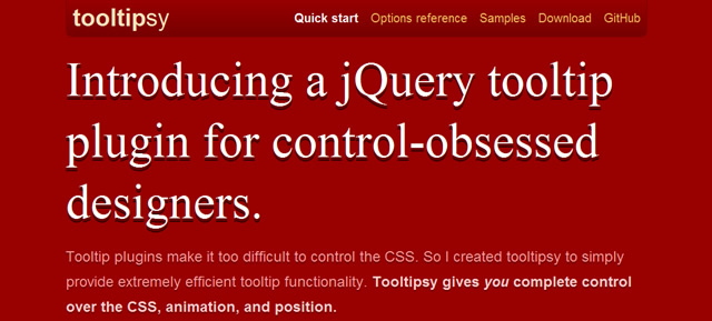 tooltipsy - jQuery Tooltip Plugin for Control-Obsessed Designers