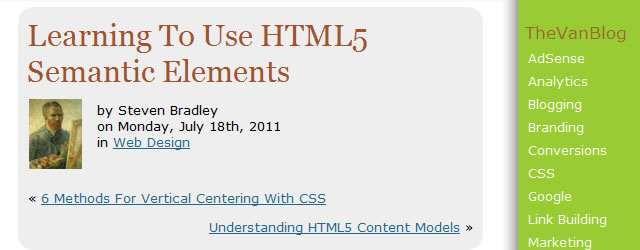 Learning To Use HTML5 Semantic Elements