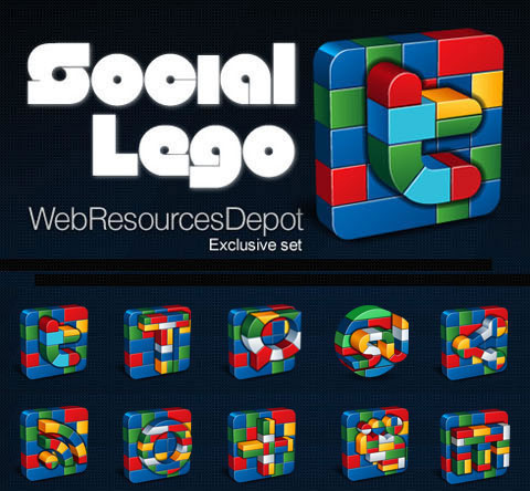 Social Lego: Free Vector Social Icons Set