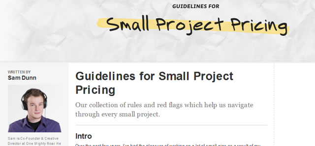 Guidelines for Small Project Pricing