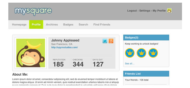 Design a Foursquare-like User Profile Page in HTML5/CSS3