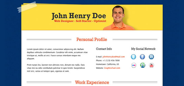 Professional Resume / CV template (PSD)