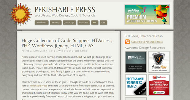 Huge Collection of Code Snippets: HTAccess, PHP, WordPress, jQuery, HTML, CSS