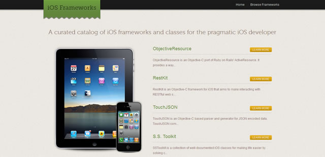 iOS Frameworks – Curated catalog of iOS frameworks and classes for the pragmatic iOS developer