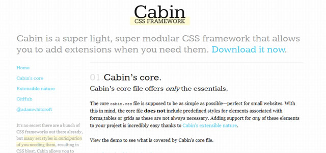 Cabin CSS Framework - Lean, Modular & Responsive