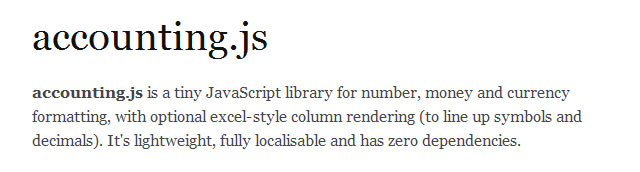 accounting.js - format money / currency in JavaScript