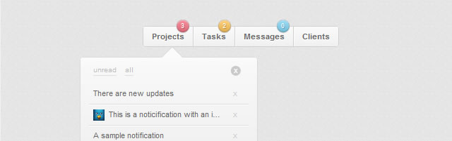 jQuery Notification Menu