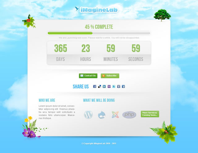 iMagineLab Coming Soon HTML/CSS/PSD Template